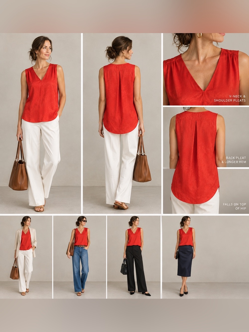 Elegant Red Sleeveless Top from Banana Republic